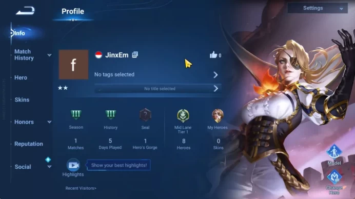 Hero 8 |Starter with Legend Skin Selection Chest(Di Renjie,Angela,Yao,Skin Fragment 16)|Check SS(HOK1925)
