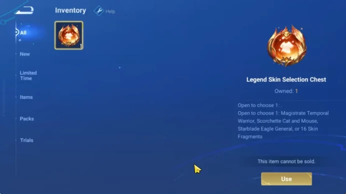 Hero 7 |Starter with Legend Skin Selection Chest(Di Renjie,Angela,Yao,Skin Fragment 16)|Check SS(HOK1923)