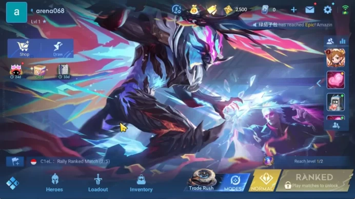 Hero 7 |Starter with Legend Skin Selection Chest(Di Renjie,Angela,Yao,Skin Fragment 16)|Check SS(HOK1920)