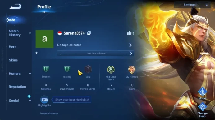 Hero 7 |Starter with Legend Skin Selection Chest(Di Renjie,Angela,Yao,Skin Fragment 16)|Check SS(HOK1907)