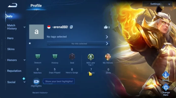 Hero 7 |Starter with Legend Skin Selection Chest(Di Renjie,Angela,Yao,Skin Fragment 16)|Check SS(HOK1918)