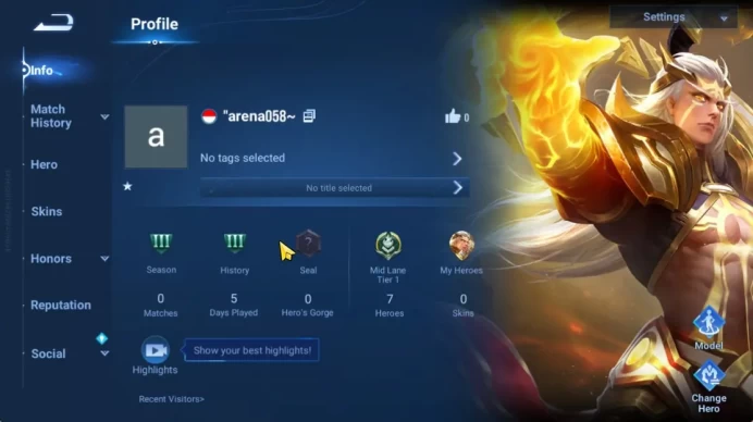 Hero 7 |Starter with Legend Skin Selection Chest(Di Renjie,Angela,Yao,Skin Fragment 16)|Check SS(HOK1908)