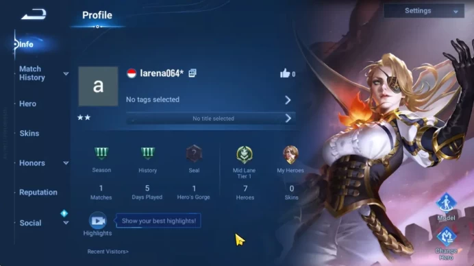 Hero 7 |Starter with Legend Skin Selection Chest(Di Renjie,Angela,Yao,Skin Fragment 16)|Check SS(HOK1916)