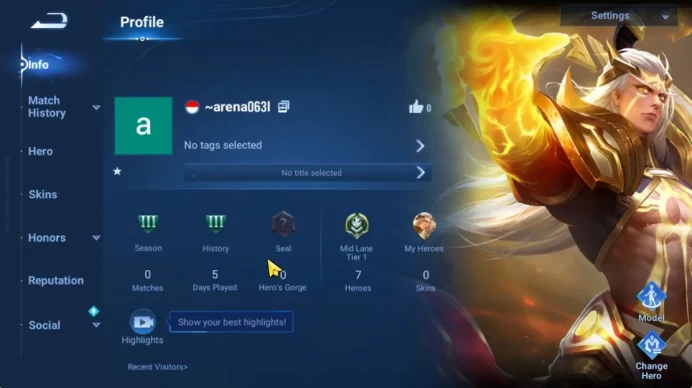 Hero 7 |Starter with Legend Skin Selection Chest(Di Renjie,Angela,Yao,Skin Fragment 16)|Check SS(HOK1915)