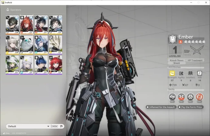 Asia|Day 2 Login| 1 Meta SSR Ember + 5SR Operators + 1SSR Weapons|Male MC|GrypLink|Take Mail|CheckSS (END1402)