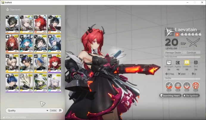 NA/EU | LVL 2|Fresh Starter | 3 SSR [Laevatain,Ember,Last Rite] + 5 SR + 1 B6 Weapon|Skip Tutorial| GryphLink |Check SS(END990)