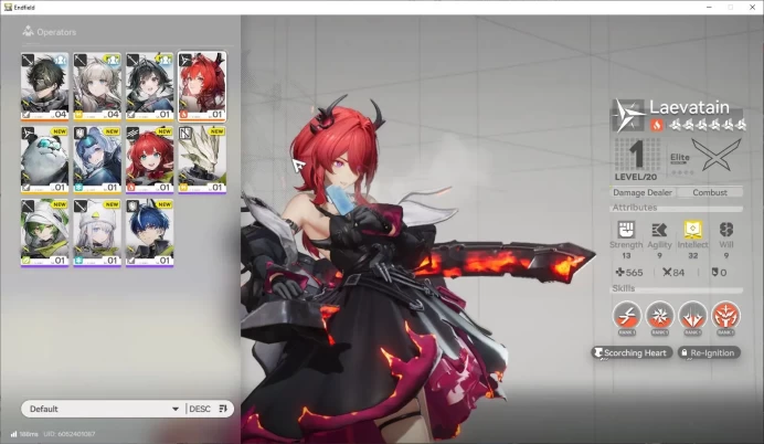 NA/EU LVL 2 |Fresh Starter Laevatain +  4SR Character + 1 Weapon B6|Male MC|Log Gryplink|Take Mail|Check SS(END1040)