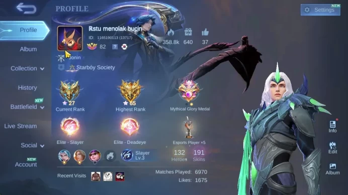 Hero 132|Skin 191|HighGlory 65|Natalia Collector,LancelotDragonT,YSS EPIC,GrockEPIC,Fanny 9thPACE,Etc|TakeMail|CheckSS(MLBB2186)
