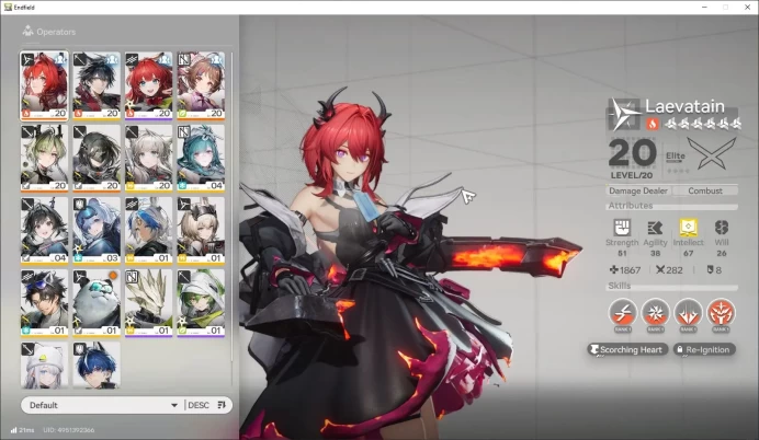 ASIA LVL 10 | 3 SSR Laevatain,Ardelia, Lifeng, + 9 SR + 1 Weapon B6|Male MC|Log Gryplink|Take Mail|Check SS(END1046)