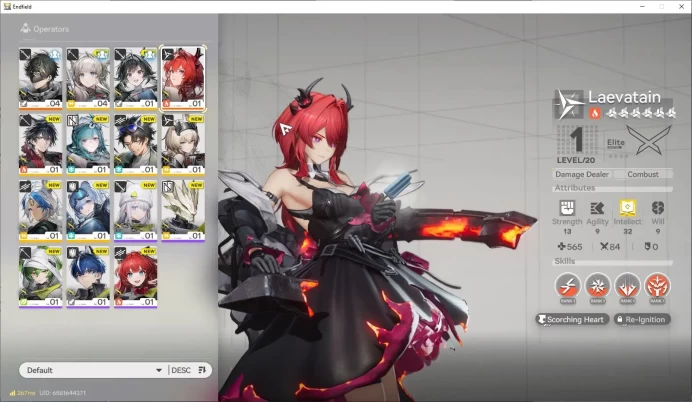 NA/EU Lv 2 | Day1 Login | Meta SSR Solo laevatain+6SR Operators | Male Mc | GrypLink | Take Mail | CheckSS (END1056)