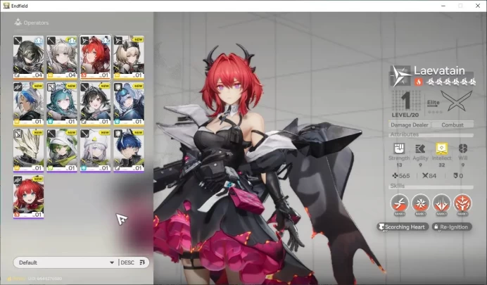NA/EU Lv2 |Starter|1740 Arsenal|1SSR (Laevatain)+6SR Characters|2 5* WP|Female MC|GrypLink|Take Mail| SS (END1288)