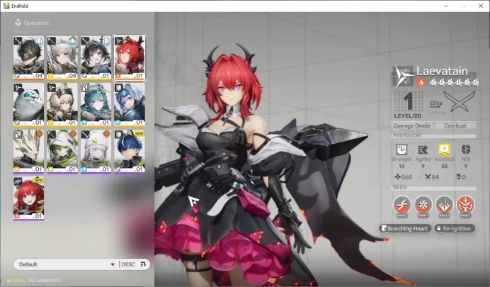NA/EU Lv2 |Starter|1620 Arsenal|1SSR (Laevatain)+6SR Characters|1 6*+1 5* WP|Male MC|GrypLink|Take Mail| SS (END1285)