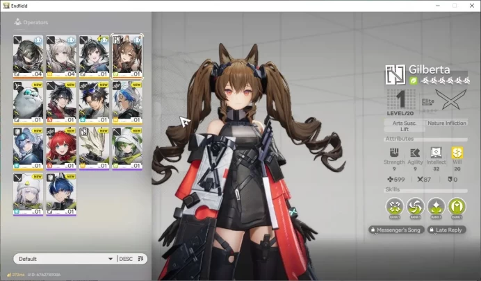 Na/EU Lv2|Day 2|2k OroBeryl|MetaSSR Solo Gilberta+5SR Operators|2 6Stars Weap|Female MC|GrypLink|Take Mail|CheckSS(END1276)