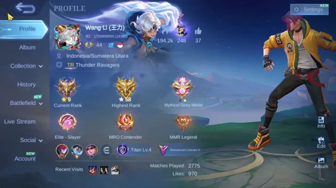 Hero 89|Skin 182|High Glory 58|Prime Granger,LB[Alucard,Granger],Zodiac[Lancelot,Irithel],DT Ling|Take Mail|Check SS(MLBB2185)