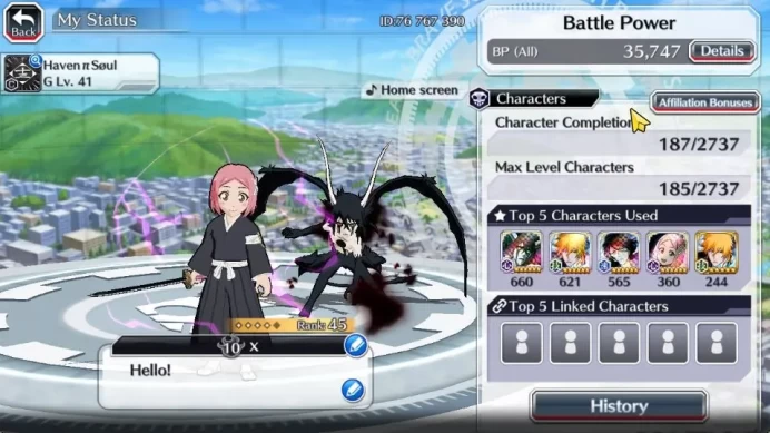 [GLOBAL]6K Orbs+Fresh All Story|Yachiru TYBW25,Ulquiorra Crescent,Halibel Unleashed,As Nodt TYBW23,Etc|CE ON|Klab ID(BBS2619)