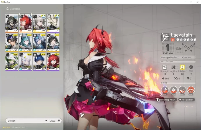NA/EU Lv2 | Fresh Starter Laevatain + 5 SR Characters |Female MC |GrypLink |Take Mail| SS (END1163)