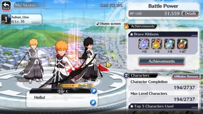 [GLOBAL]6K Orbs+Fresh All Story|2 Ichigo Renewed,TYBW25[Yachiru,Nemu],TYBW23[As Nodt,Genryusai],Etc|CE ON|Klab ID(BBS2621)