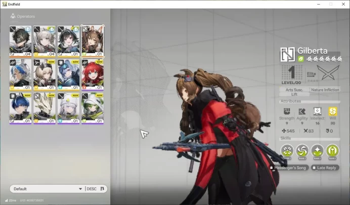 Asia Lv2|Starter| 1SSR (Gilberta)+5SR Operators|3 5* Wp|Male Mc|GrypLink|Take Mail|Check SS (END1174)
