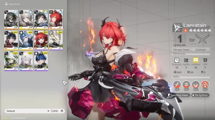 NA/EU Lv4 | Fresh Starter Laevatain + 2200 Oroberyl + 4 SR Characters | Female MC |GrypLink |Take Mail| SS (END1177)