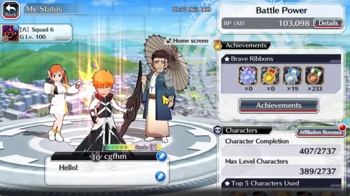 [GLOBAL]20K Orbs+Fresh All Story|Orihime FutureSociety,Shunsui Parasol24,Halibel Unleash,Aizen Fierce,Etc|CE ON|Klab ID(BBS2622)
