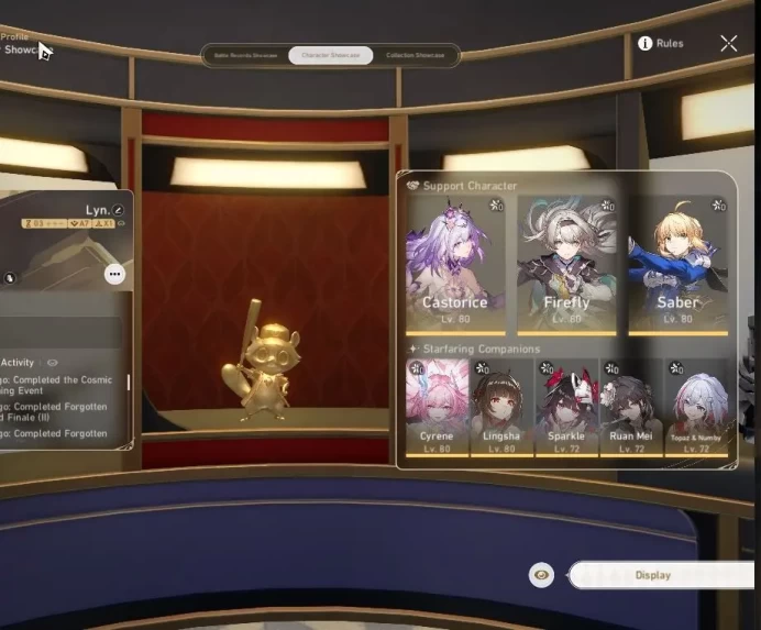 Asia|TL 67|1,6K SJ|11 Limited|[Castorice,Saber]+Sign,Cyrene,Firefly,Lingsha,Robin,Yunli,Sparkle,Etc|Mc Female|Take Mail(HSR6681)