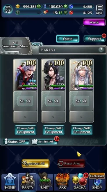 Global|Rank 22|100k Crystal|V,Nero tYK,SM Sera,Etc|1 UR (G Garland),1 LR (DMC Mobile),15 SSR Ark|Code Only|Check SS(LC999)