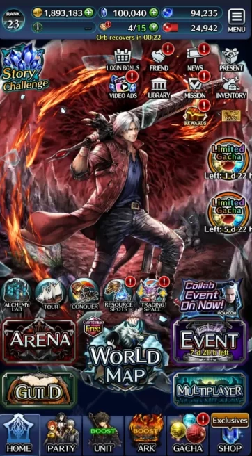 GLOBAL|Collab DMC + Ascended Rolland + Zero + Perfect of God Mauna + SM Theria + Top Tier Unit|100k Crystal + 2 UR Ark|LC984