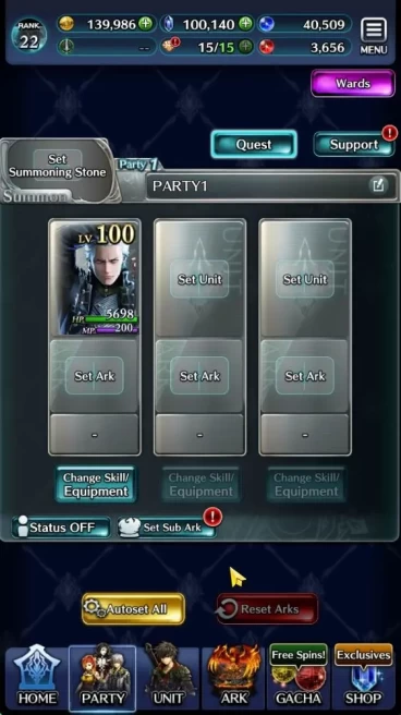 Global|Rank 22|100k Crystal|Vergil,Nero tYK,GH Adel,Etc|1 UR (GA Xenobas),1 LR (DMC Mobile),17 SSR Ark|Code Only|Check SS(LC985)