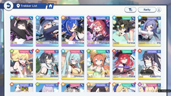 GLOBAL Lv20| 12k Dust| 4 SSR 6 Sign (ChitoseT2,FreesiaT1,MinovaT1,Mistique)|Selector Trekker+Sign ON|Log Yostar|CheckSS (SSR778)