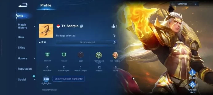 Hero 12 Skin 5|Legend Yao,Rare LianPo,S6 Luara,Consort Yu,Milady|Log Infinite|Check SS(HOK1944)