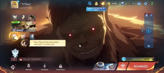Hero 15 Skin 4|Starter with Legend Skin Selection Chest(Di Renjie,Angela,Yao,Skin Fragment 16)|Log Infinite|Check SS(HOK1946)
