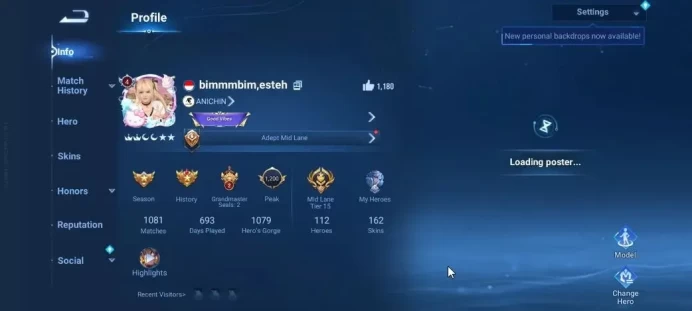 Hero 7|Starter with Legend Skin Selection Chest(Di Renjie,Angela,Yao,Skin Fragment 16)|Log Infinite|Check SS(HOK1949)