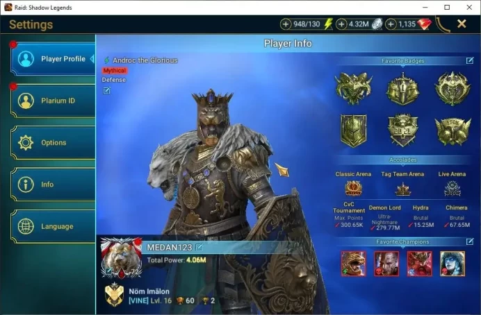 Lv72 END GAME+4M Power|3 Mythic(Androc,Emberys,Froln)|49 Legend(GNut,Yukimasa,4 Assasin Cred)|1Key UNM+1K Gems|Plarium|RSL1466