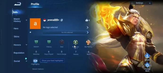 Hero 7|Starter with Legend Skin Selection Chest(Di Renjie,Angela,Yao,Skin Fragment 16)|Log Infinite|Check SS(HOK1956)