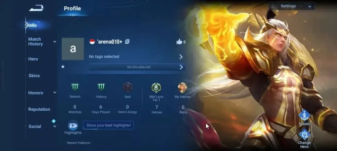 Hero 7|Starter with Legend Skin Selection Chest(Di Renjie,Angela,Yao,Skin Fragment 16)|Log Infinite|Check SS(HOK1957)