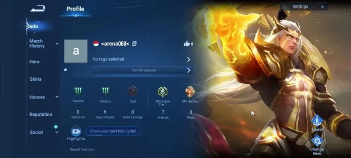 Hero 7|Starter with Legend Skin Selection Chest(Di Renjie,Angela,Yao,Skin Fragment 16)|Log Infinite|Check SS(HOK1966)