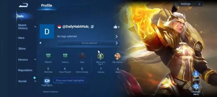Hero 7|Starter with Legend Skin Selection Chest(Di Renjie,Angela,Yao,Skin Fragment 16)|Log Infinite|Check SS(HOK1968)