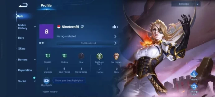 Hero 7|Starter with Legend Skin Selection Chest(Di Renjie,Angela,Yao,Skin Fragment 16)|Log Infinite|Check SS(HOK1977)