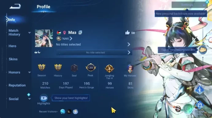Hero99 Skin81|Flawless Arli,KIC Luna,4 Legend(Wukong,Zilong,Angela,LadySun),LNY24 DaQiao,AFO Arke,2 LOTM,Etc|Infinite(HOK1980)