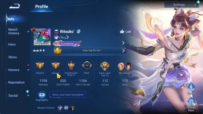Hero 112 Skin 112|2 Sanxingdui(Hou Yi,Nuwa),2 Legend(Lam,Angela),LNY24(LadySun,DaQiao),GM Gunmo,Etc|Infinite|Check SS(HOK1981)