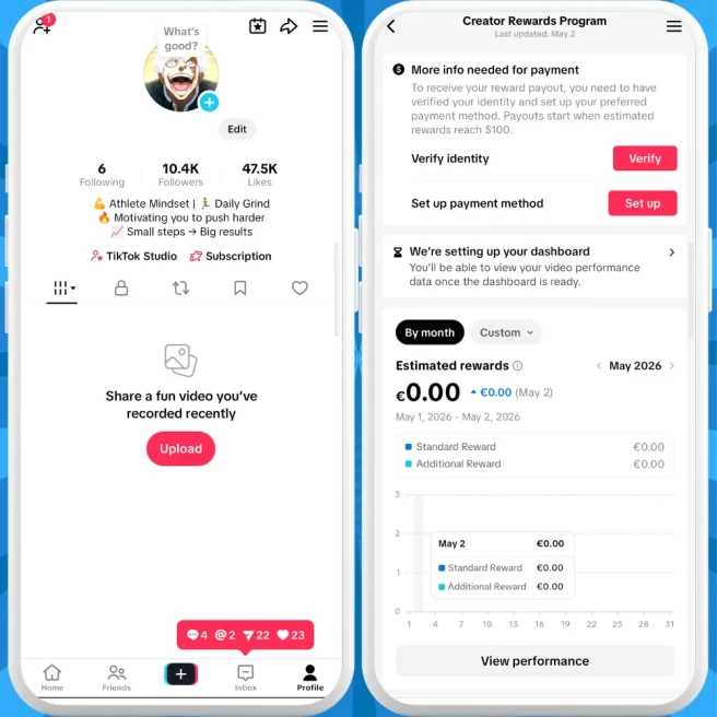 [Discounted] Germany Monetized Creator Rewards Program Account | 10K Authentic Followers & 47K Likes | Verified Screenshots + Instant Delivery