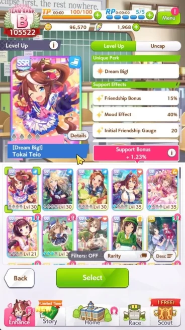 GLOBAL 100K TeamRank|1968 carats|3 Trainee 3star+9 SSR Card[Super CreekLB1,Sakura Bakushin O,Etc]|LogID|Check SS(UM1170)
