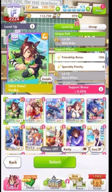 GLOBAL|TeamRank 3K|5 SSR(Vodka,El Condor Pasa,Tamamo,SCreek,T TUrbo)11SR|970 Carat 1Voucher Exchange|ID|Check SS(UM794)