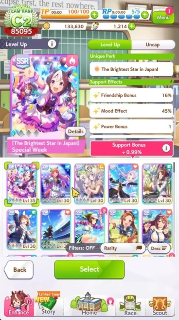GLOBAL 85K TeamRank|1214 carats|7 Trainee 3star+13 SSR Card[Fine Motion, Super Creek, Super WeekLB1,Etc]|LogID|Check SS(UM1159)