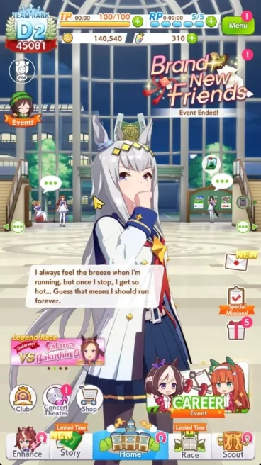 GLOBAL 45K TeamRank|1 Trainee 3star + 8 SSR Support Card[Kitasan Black U4,Bakushin,Gold Ship,Etc]|LogID|Check SS(UM1144)