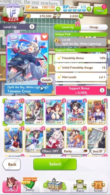 GLOBAL|Fresh Starter 2030 Carats| 4 Best SSR [Kitasan Black,Fine Motion,Super Creek,Tamamo Cross]+16 SR |Check SS(UM1105)