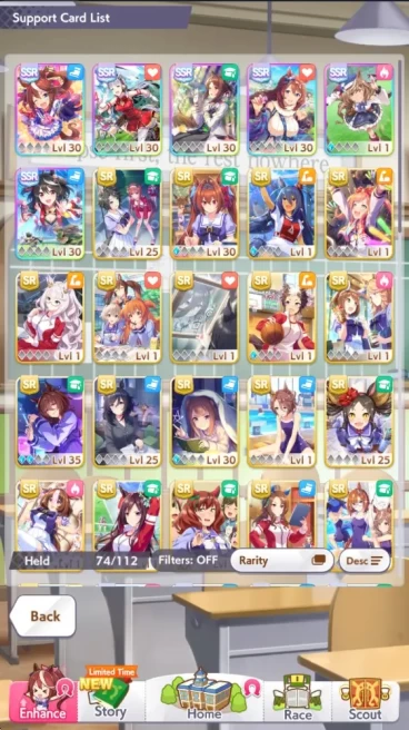 GLOBAL 34K TeamRank|6 SSR Super Creek, Fine Motion + Kitasan Black + 3More |2 Trainee 3 star|LogID|Check SS (UM1096)