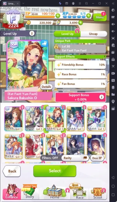 GLOBAL Fresh Starter|3600 Carats|3 SSR(FineMotion,GrassWonder,SakuraBakushinO)|Selector off|Log ID|Check SS(UM891)