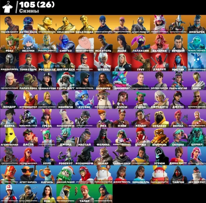 F418 105 Skins - Travis Scott - Astro Jack - Old PVE - Galaxia - Rogue Agent - Midas (Gold)
