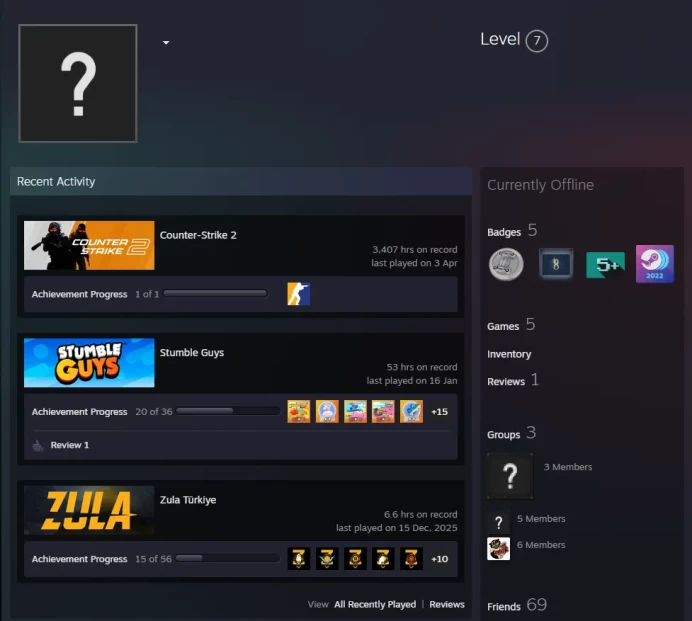 CS2 Prime 3407 hours+10Medals(2018-2019-2020-2021-2024-2025 Service Medal/5Y/Loyalty Badge/Premier Season One Medal/Global Offensive Badge)